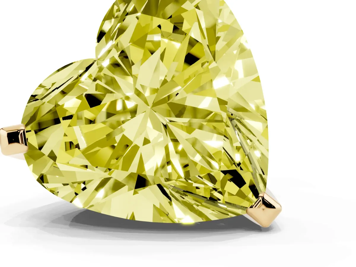Fancy Yellow Heart Cut Diamond Solitaire Ring with Prong Setting and Classic Band Yellow gold