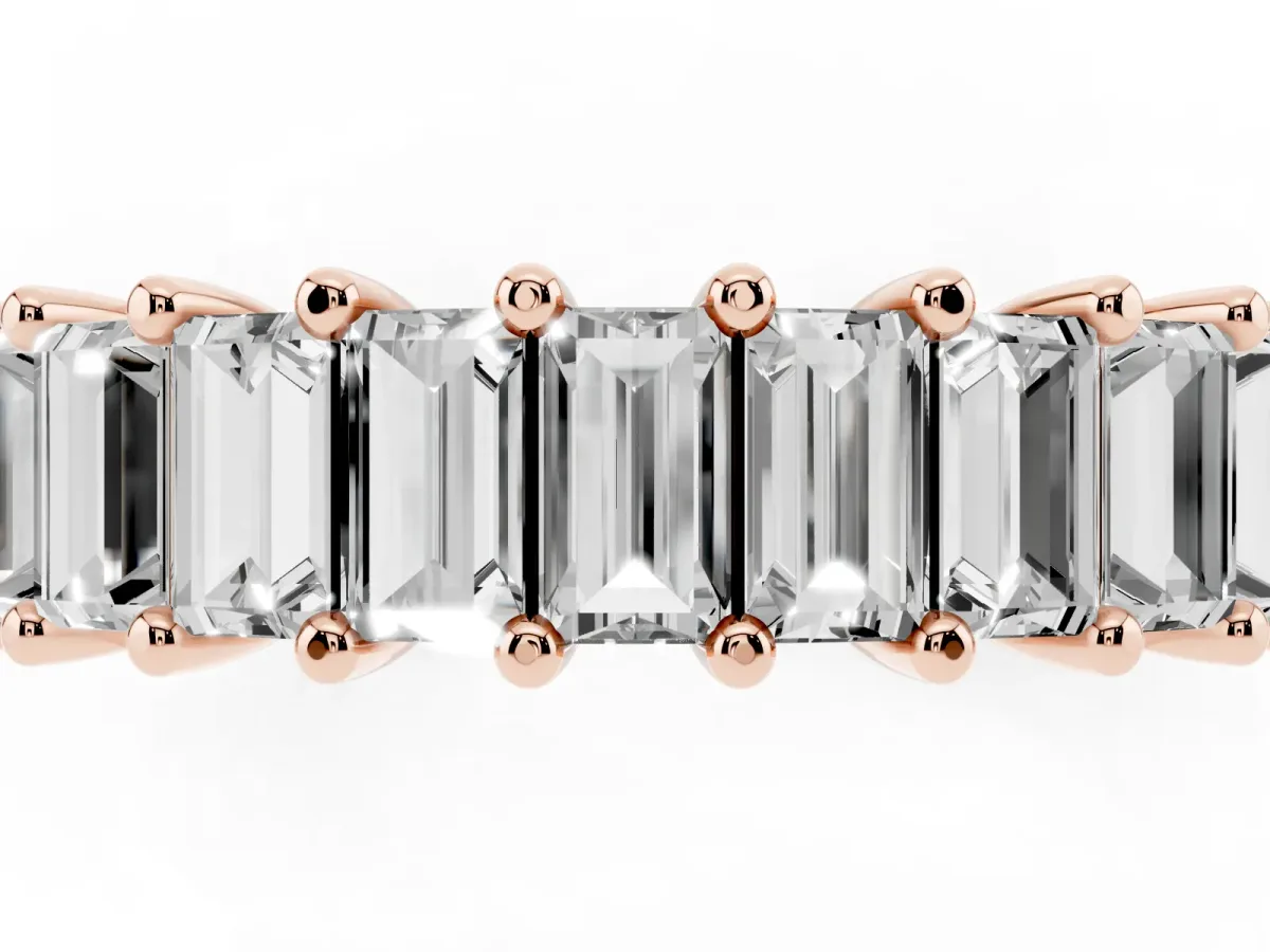 Baguette Cut Eternity Band with Shared Prong Setting Rose gold