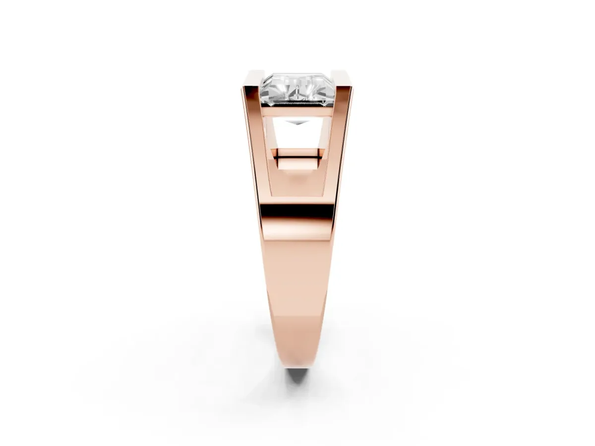 Baguette Diamond Geometric Solitaire Ring Rose gold