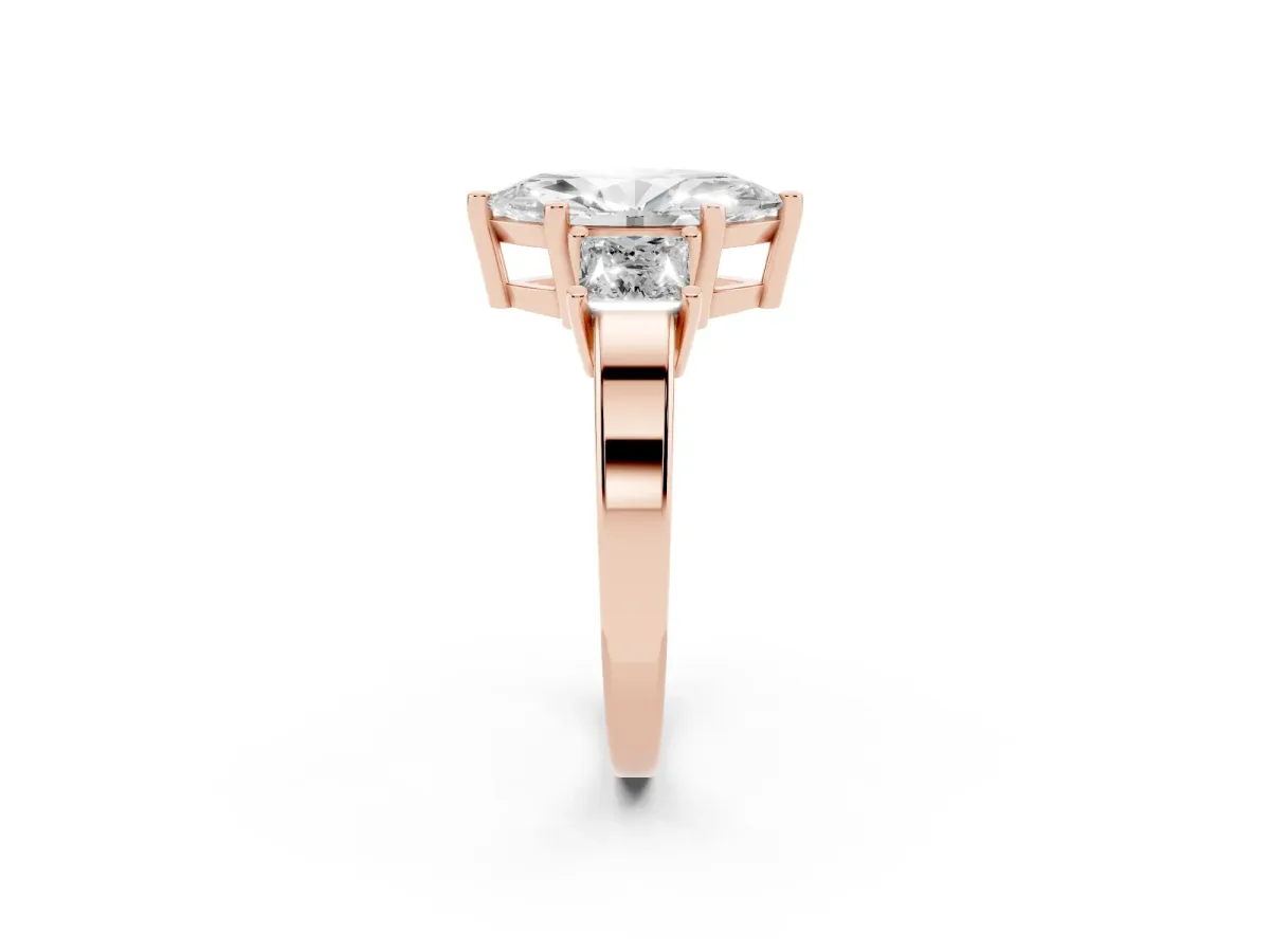 Three-Stone Marquise Cut Cut Solitaire Ring with Prong Setting Rose gold