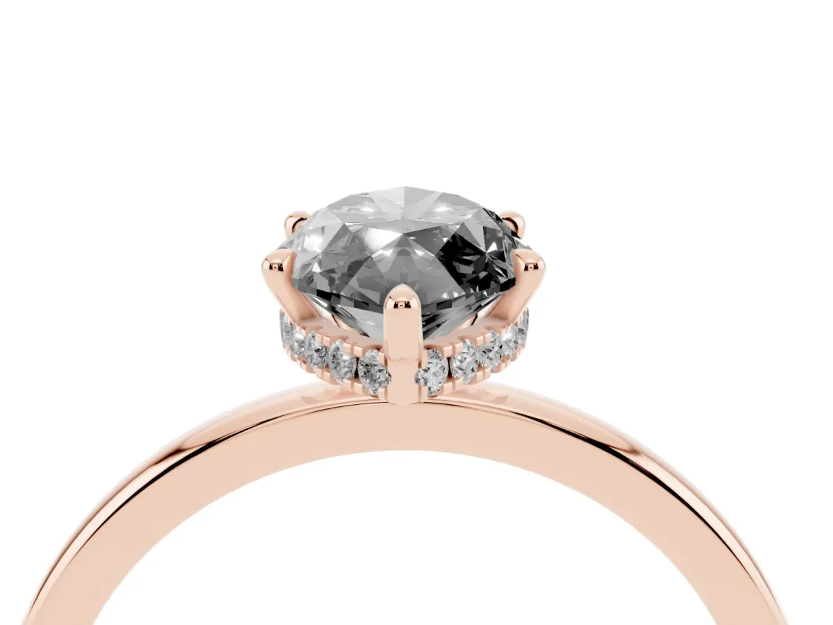 Fancy Black Marquise Cut Solitaire Engagement Ring with Cathedral Band and Four-Prong Setting Rose gold