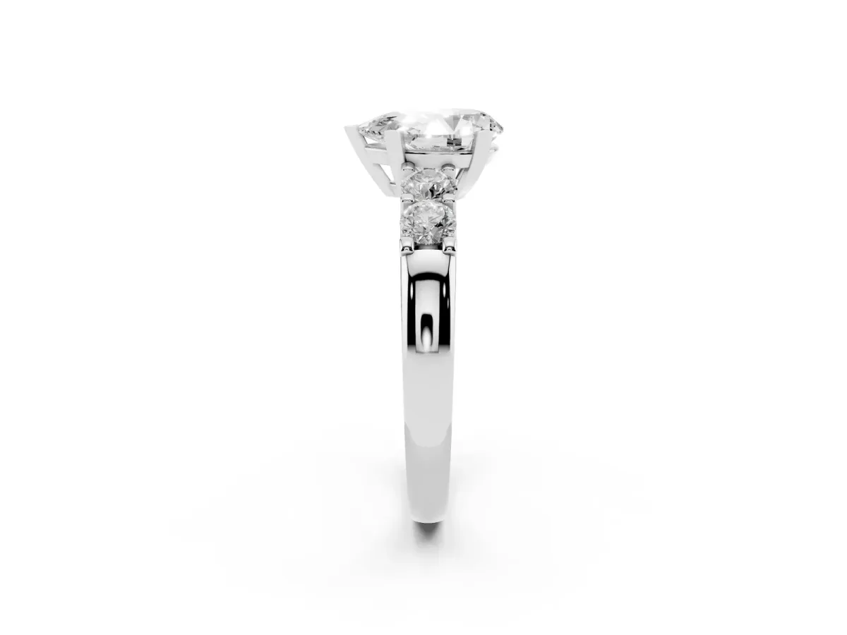 Pear Cut Brilliant Cut Diamond Five-Stone Prong Set Engagement Ring with Channel Band Silver
