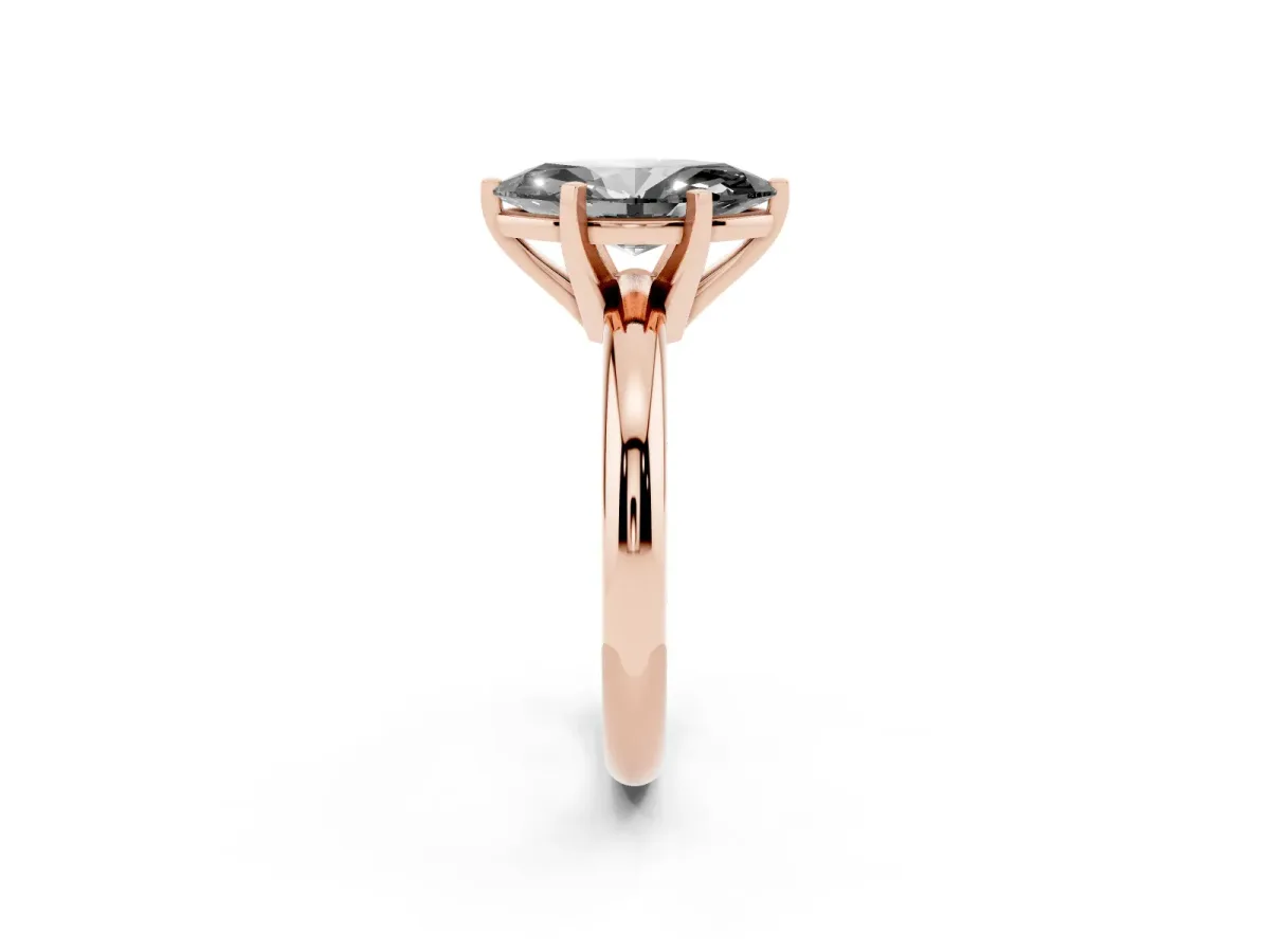 Fancy Black Marquise Cut Diamond Solitaire Engagement Ring with Round Band and Four-Prong Setting Rose gold