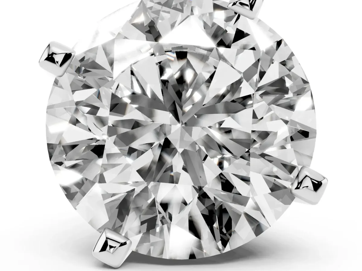 Round Cut Diamond Solitaire Ring with Prong Setting and Classic Band White gold