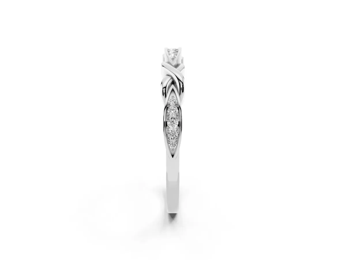Twisted Marquise Diamond Pavé Band with Shared Prong Setting Silver
