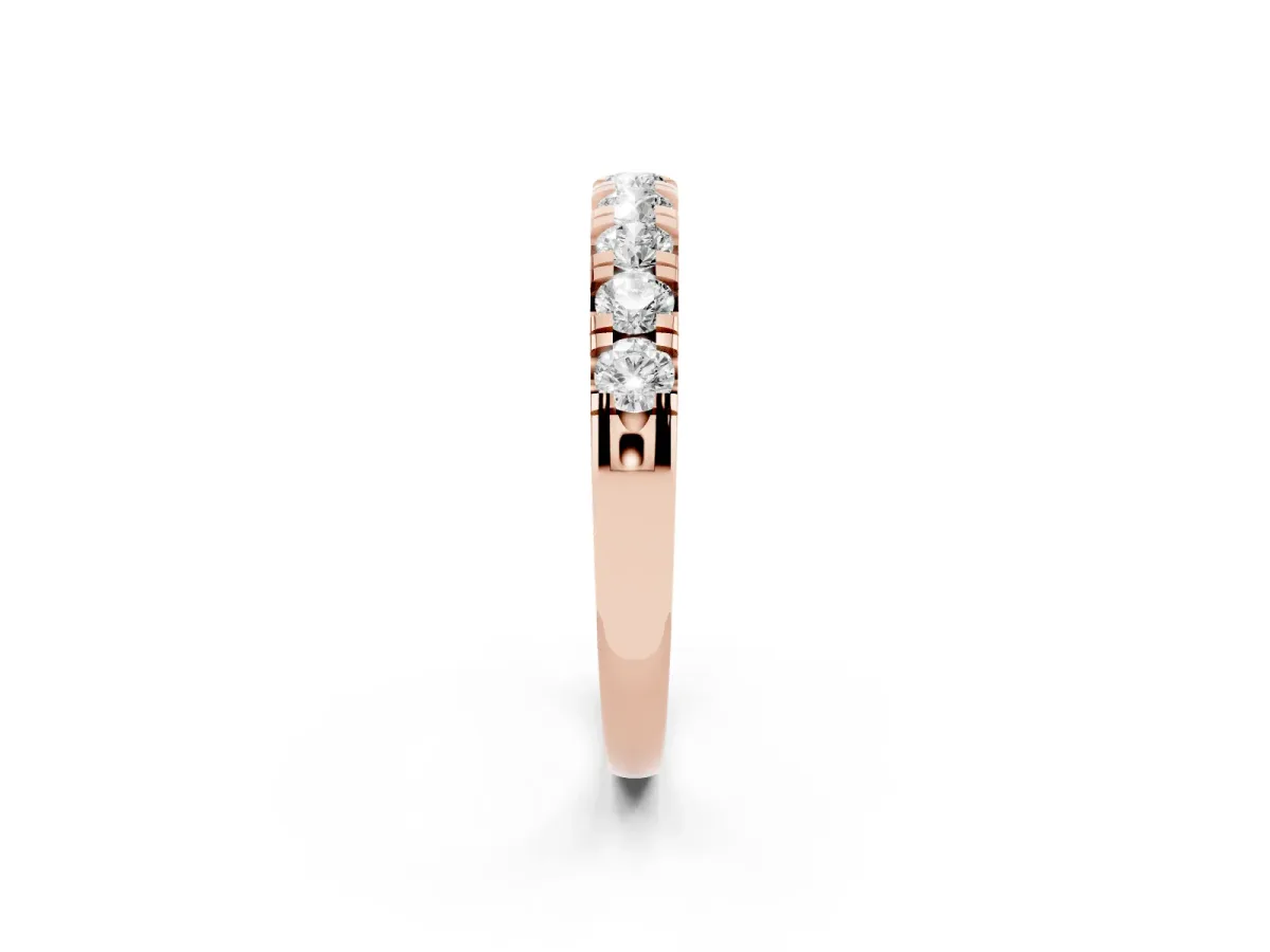 Round Diamond Half-Eternity Prong Set Band Rose gold