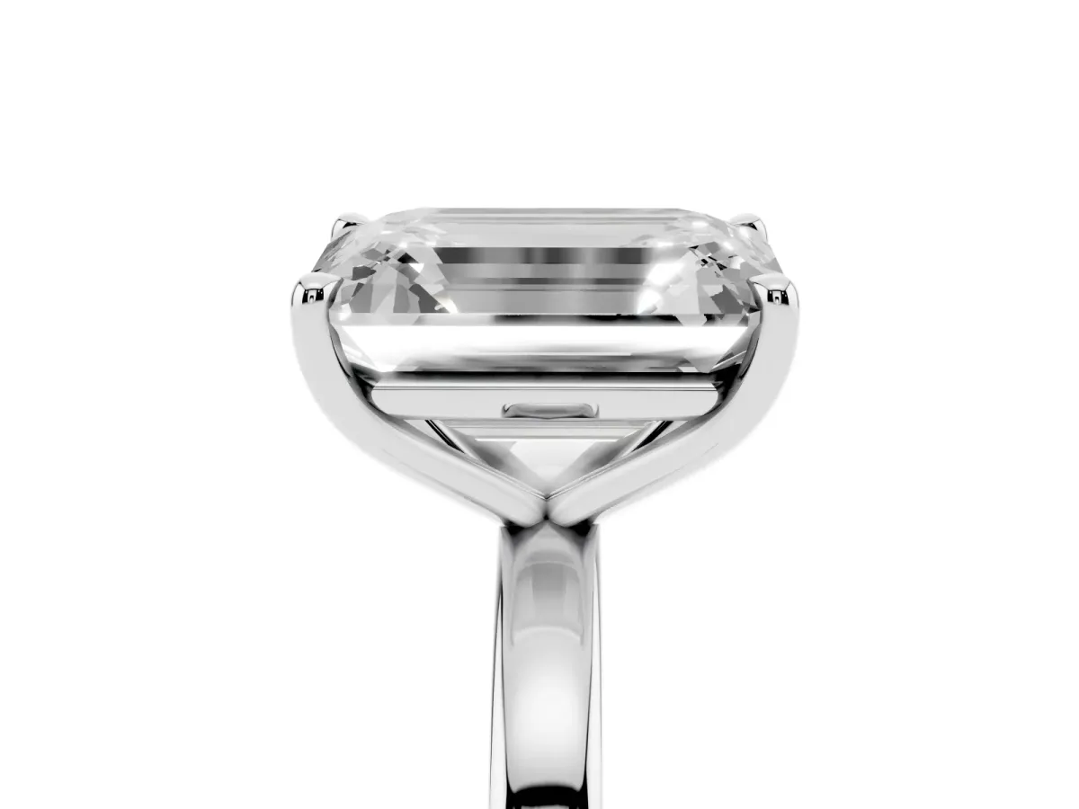 Fancy Green Heart Cut and Emerald Cut Toi Moi Ring with Prong Setting Silver