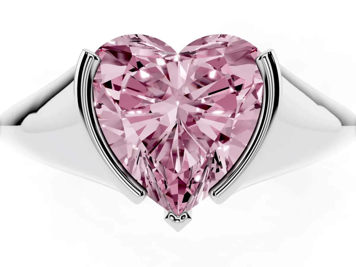 Fancy Pink Heart Cut Solitaire Tension Set Diamond Ring Platinum