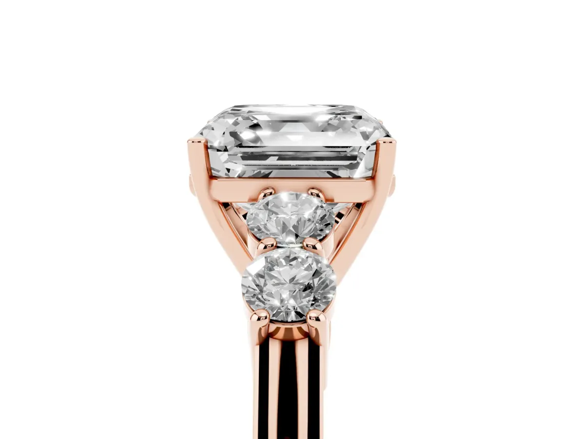 Asscher Cut Cut Diamond Five-Stone Prong Set White Gold Ring Rose gold