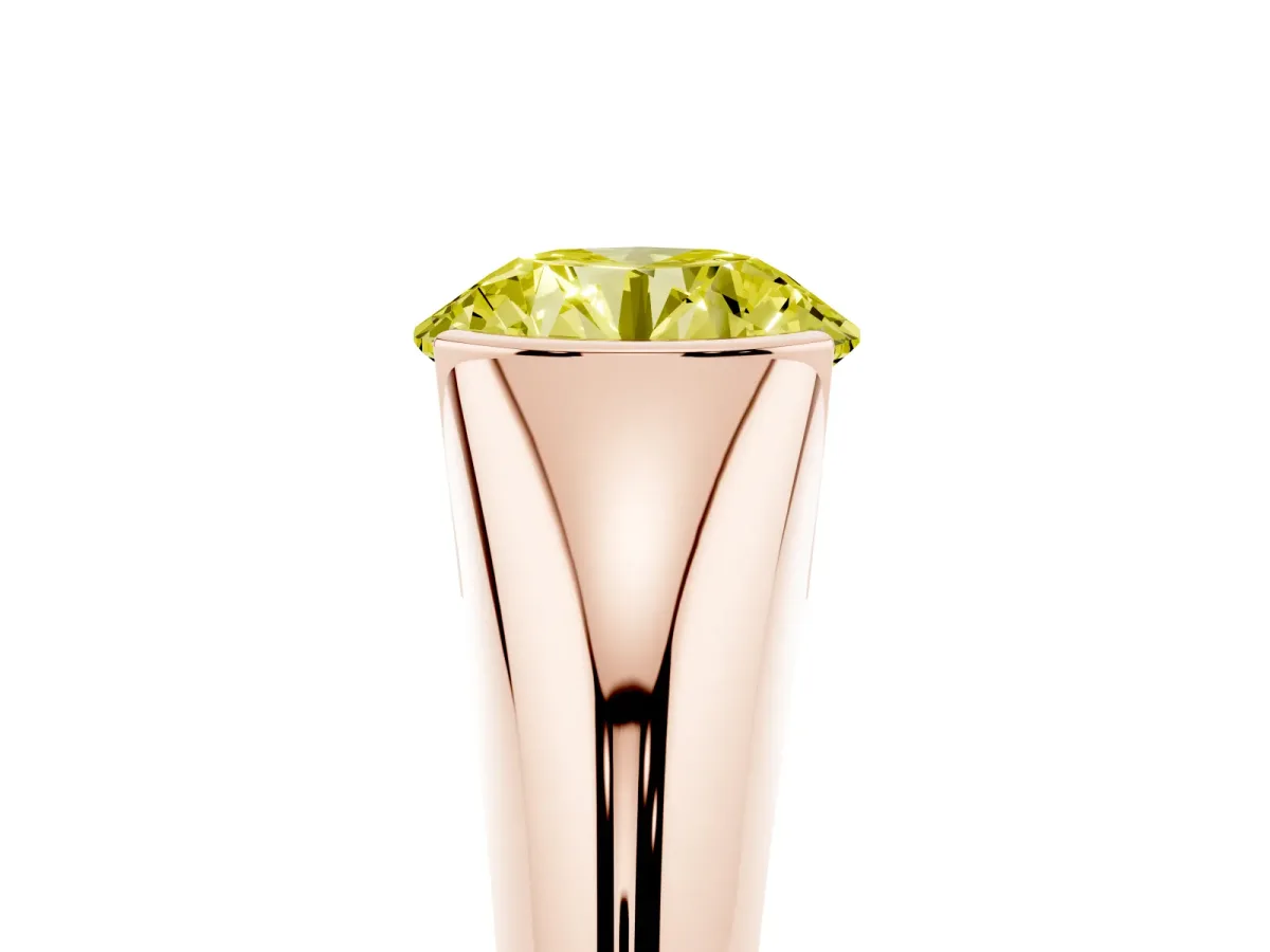 Fancy Yellow Round Cut Solitaire Tension Set Diamond Ring Rose gold