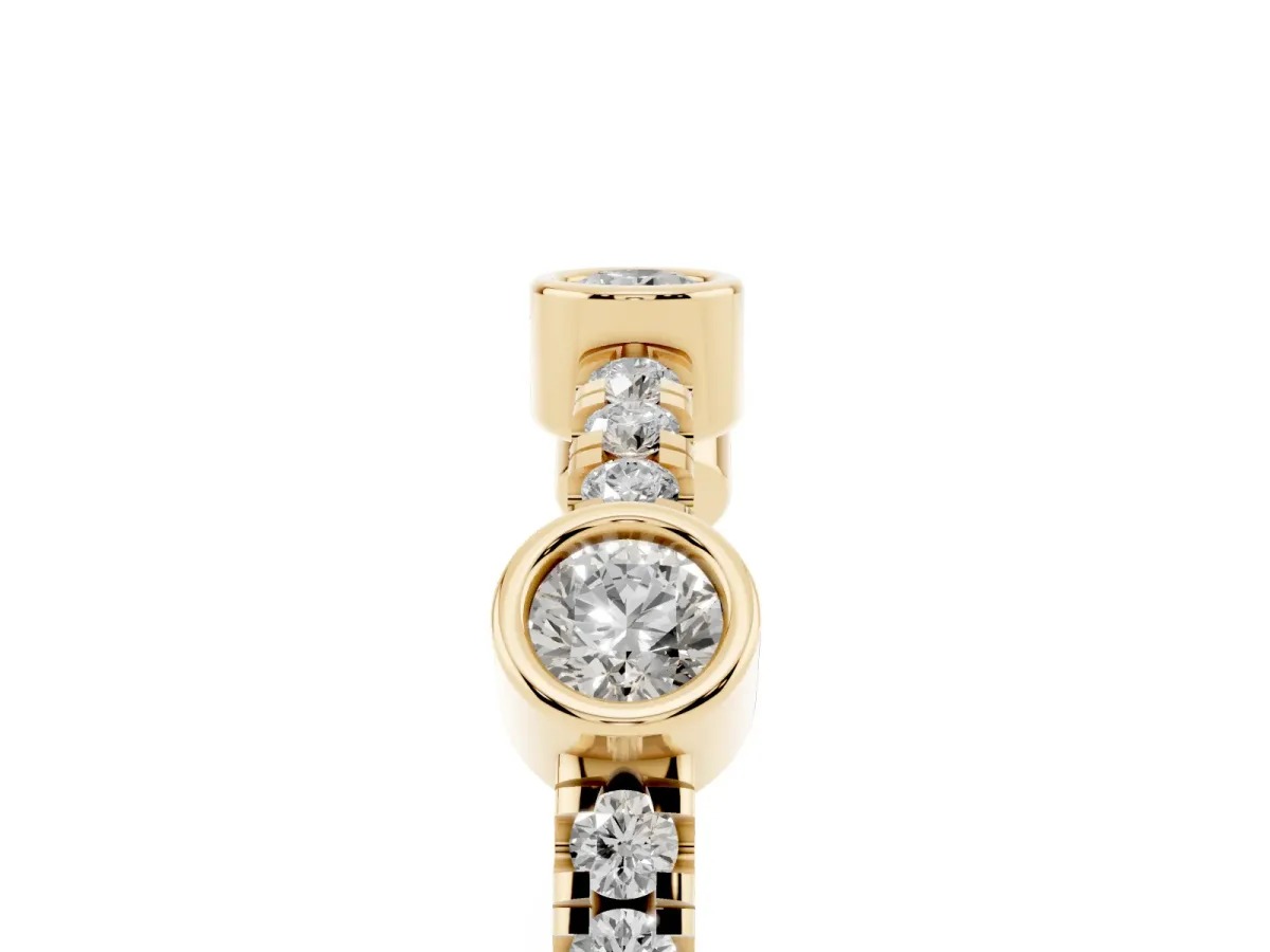 Bezel Set Round Diamond Pavé Band Yellow gold