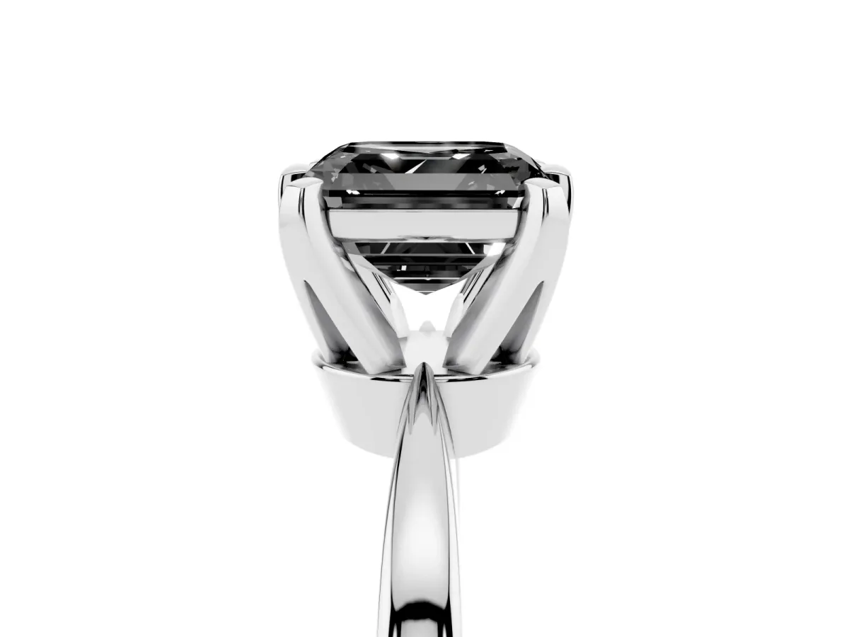 Fancy Black Asscher Cut Solitaire Engagement Ring with Six-Prong Setting and Tapered Band White gold