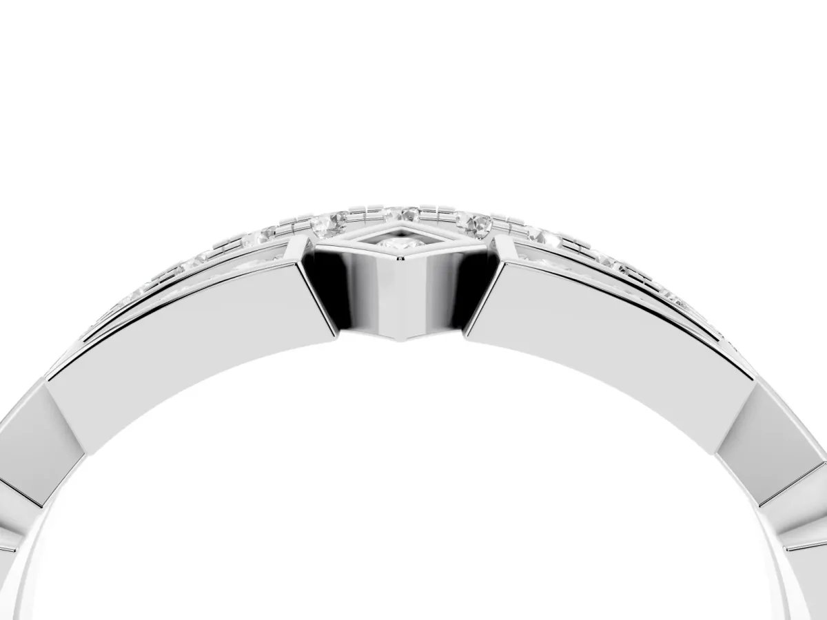 Pavé Round Diamond Channel Set Dual Band with Prong Setting Platinum