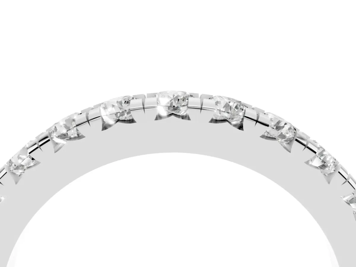 Round Diamond Half-Eternity Prong Set Band Silver