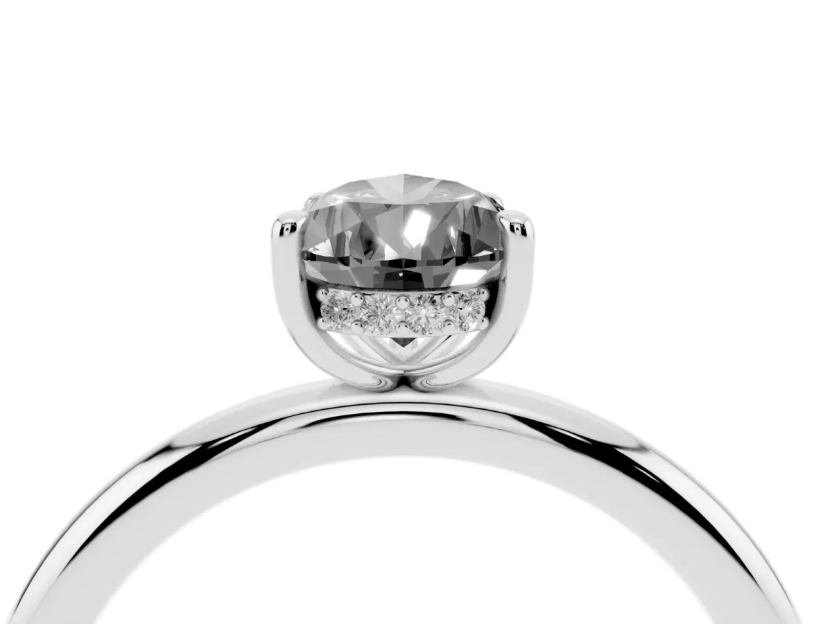 Fancy Black Pear Cut Diamond Solitaire Ring with Thin Band and Four-Prong Setting Silver