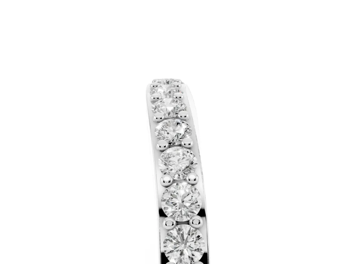 Round Diamond Pavé Set Curved Eternity Band Silver