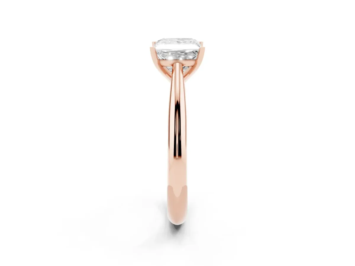 Princess Cut Diamond Solitaire Engagement Ring with Cathedral Setting and Four-Prong Mount Rose gold