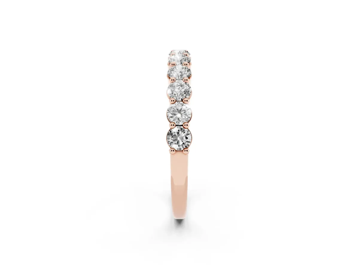 Round Diamond Half Eternity Band with Prong Setting Rose gold