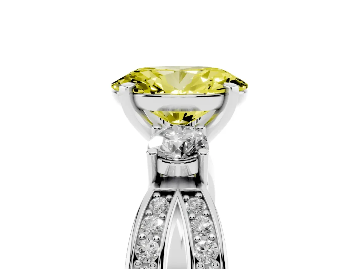 Fancy Yellow Three-Stone Oval Cut Cut Diamond Twist Band with Prong Setting Silver