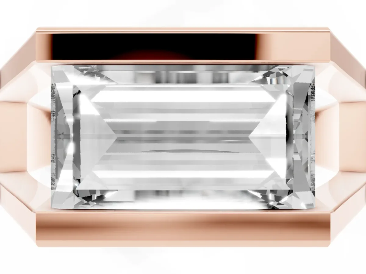 Baguette Diamond Geometric Solitaire Ring Rose gold