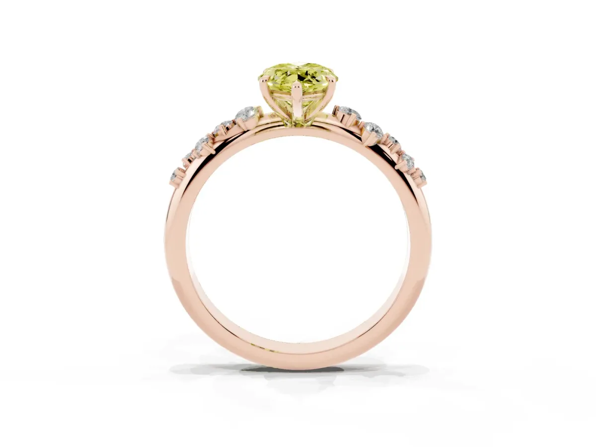 Fancy Yellow Marquise Cut Diamond Cluster Prong-Set Solitaire Ring Rose gold