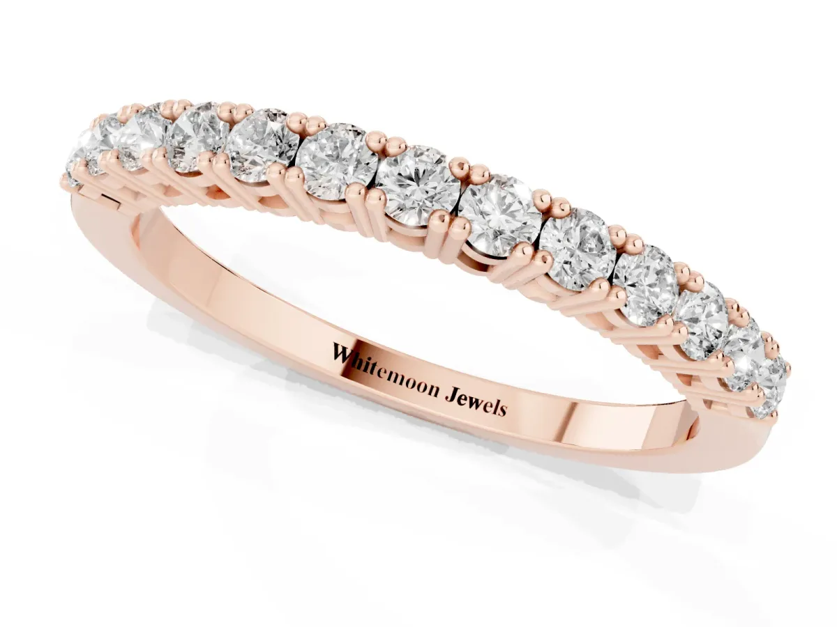 Round Diamond Half-Eternity Band with Shared Prong Setting Rose gold