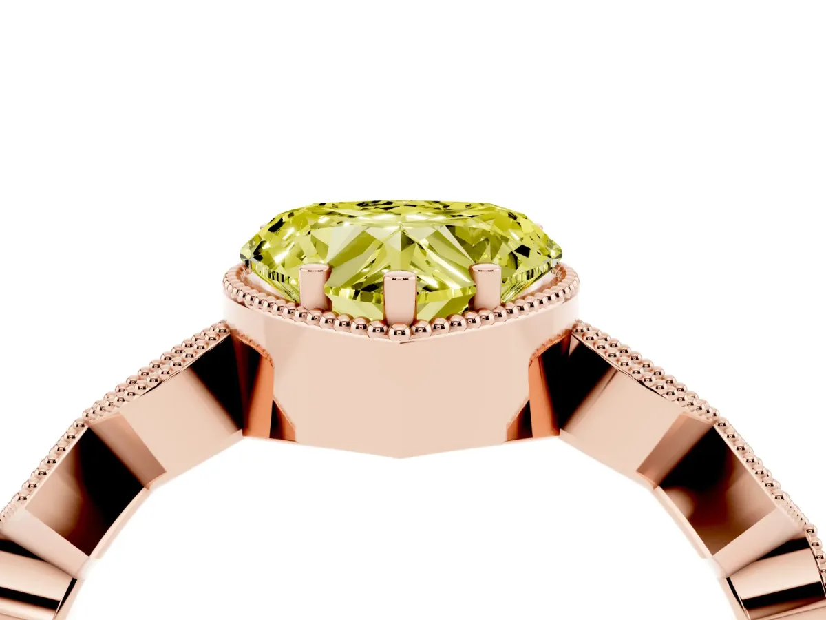 Fancy Yellow Heart Cut Milgrain Marquise Diamond Twist Band Ring Rose gold