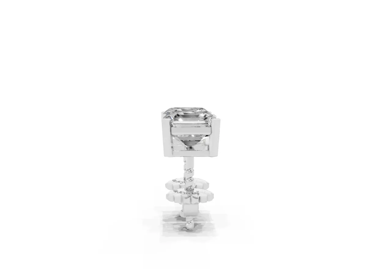 Asscher Cut Diamond Stud Earrings Platinum