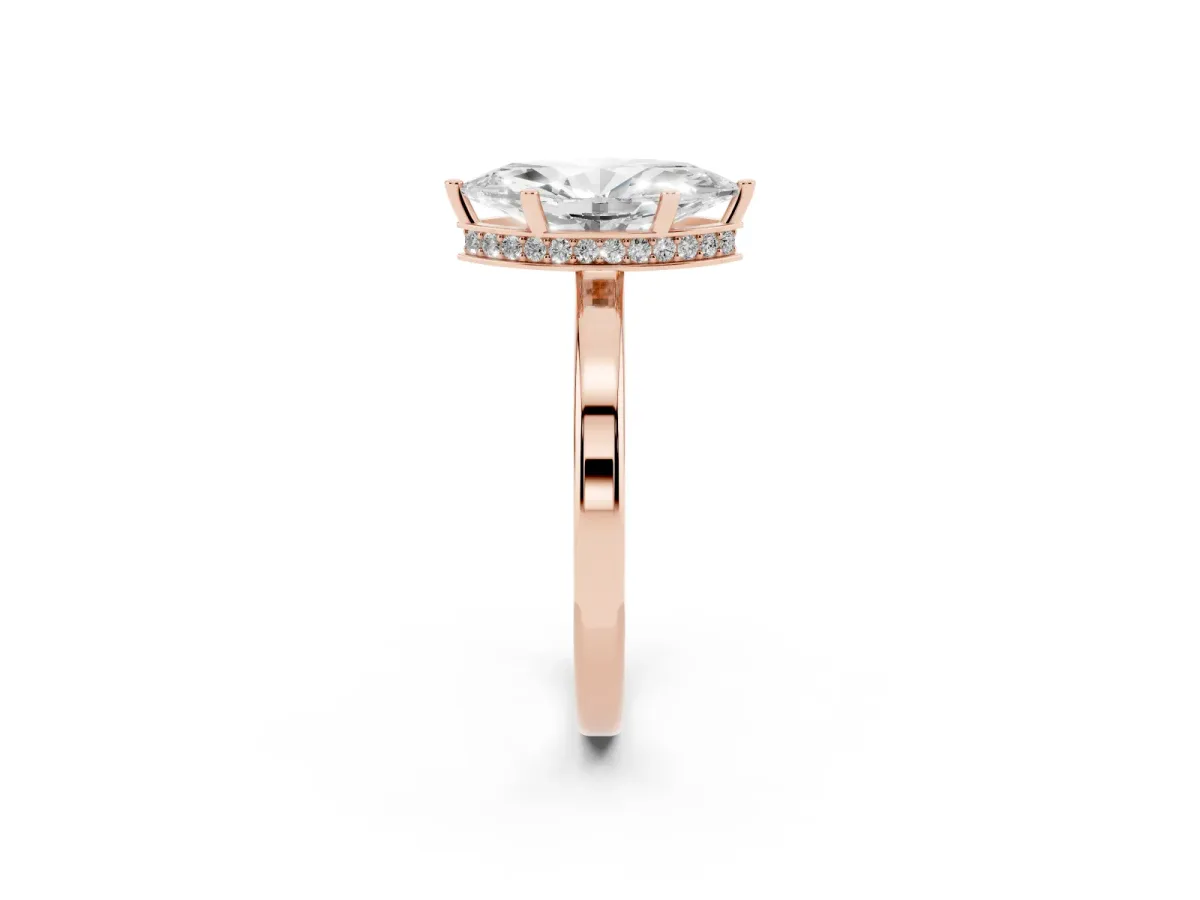 Marquise Cut Cut Solitaire Engagement Ring with Four-Prong Setting on a Classic Band Rose gold