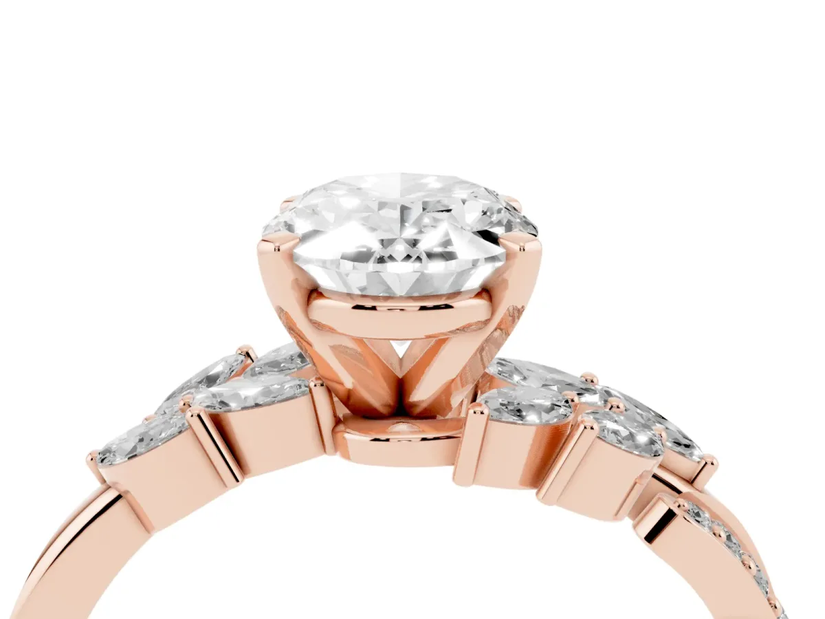 Oval Cut Solitaire Marquise Twist Band with Six-Prong Setting Rose gold