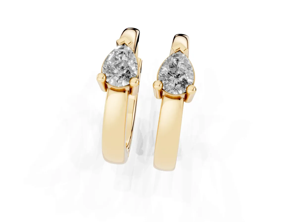 Pear Diamond Mini Huggie Hoop Earrings Yellow gold