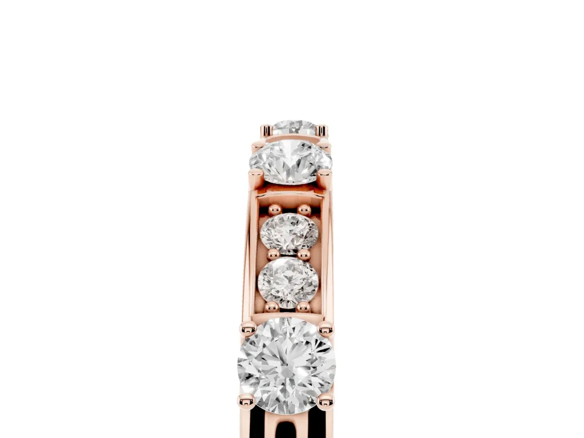 Round Diamond Channel Set Eternity Band with Prong Setting Rose gold