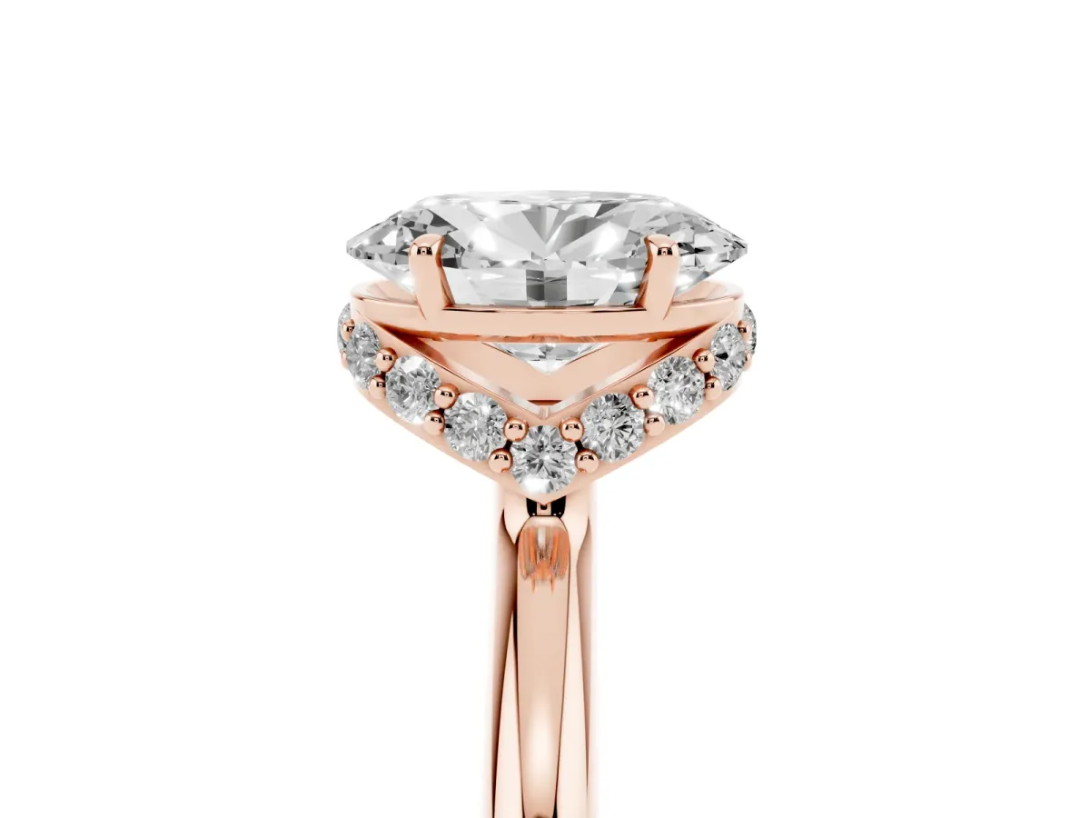 Oval Cut Brilliant Solitaire Engagement Ring with Six-Prong Setting and Classic Band Rose gold