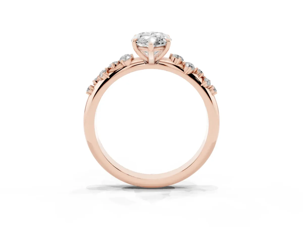 Marquise Cut Diamond Cluster Prong-Set Solitaire Ring Rose gold
