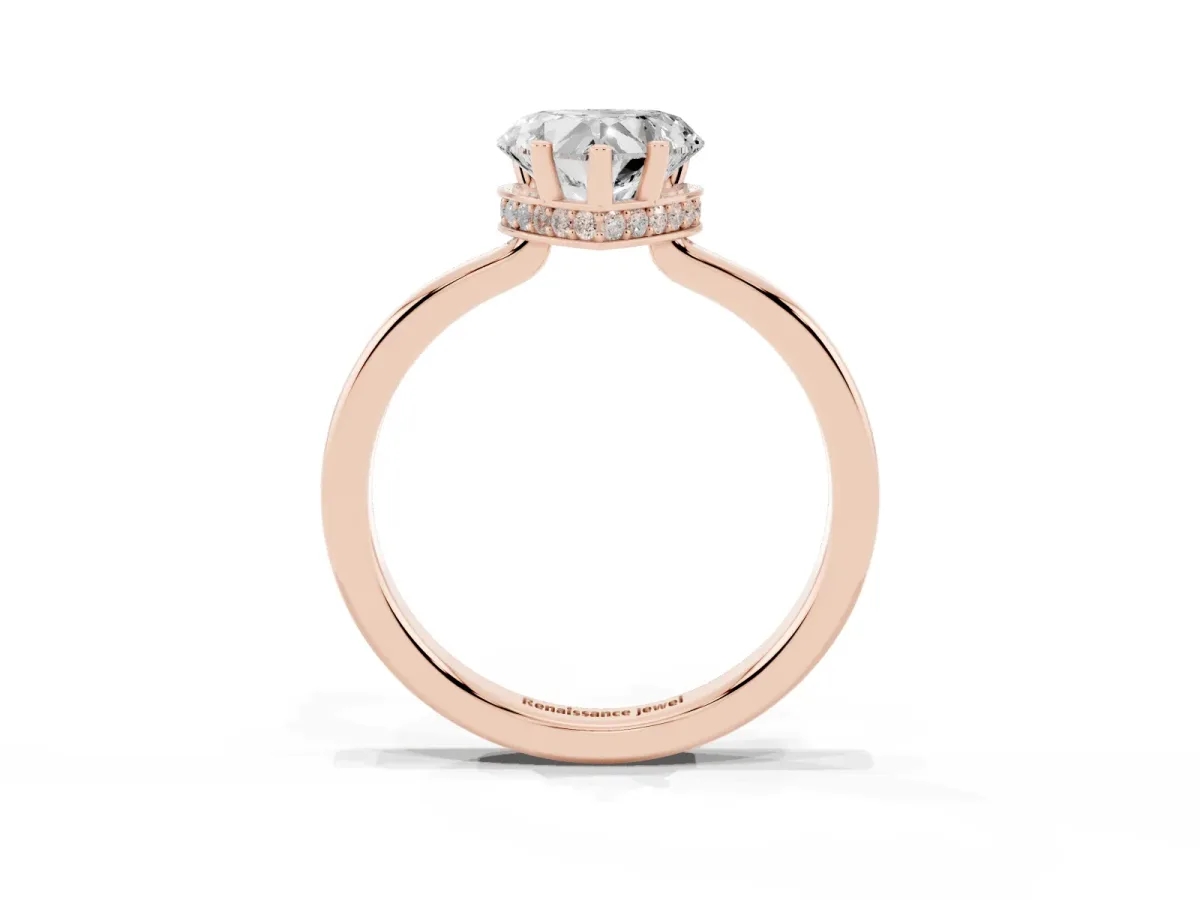 Heart Cut Cut Solitaire Engagement Ring with Four-Prong Setting on a Classic Band Rose gold