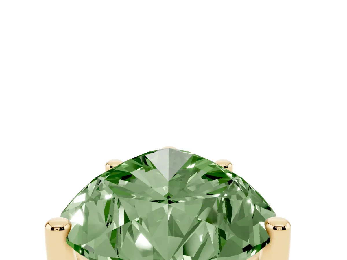 Fancy Green Pear Cut Cut Diamond Solitaire Engagement Ring with Tapered Plain Band and Four-Prong Setting Yellow gold