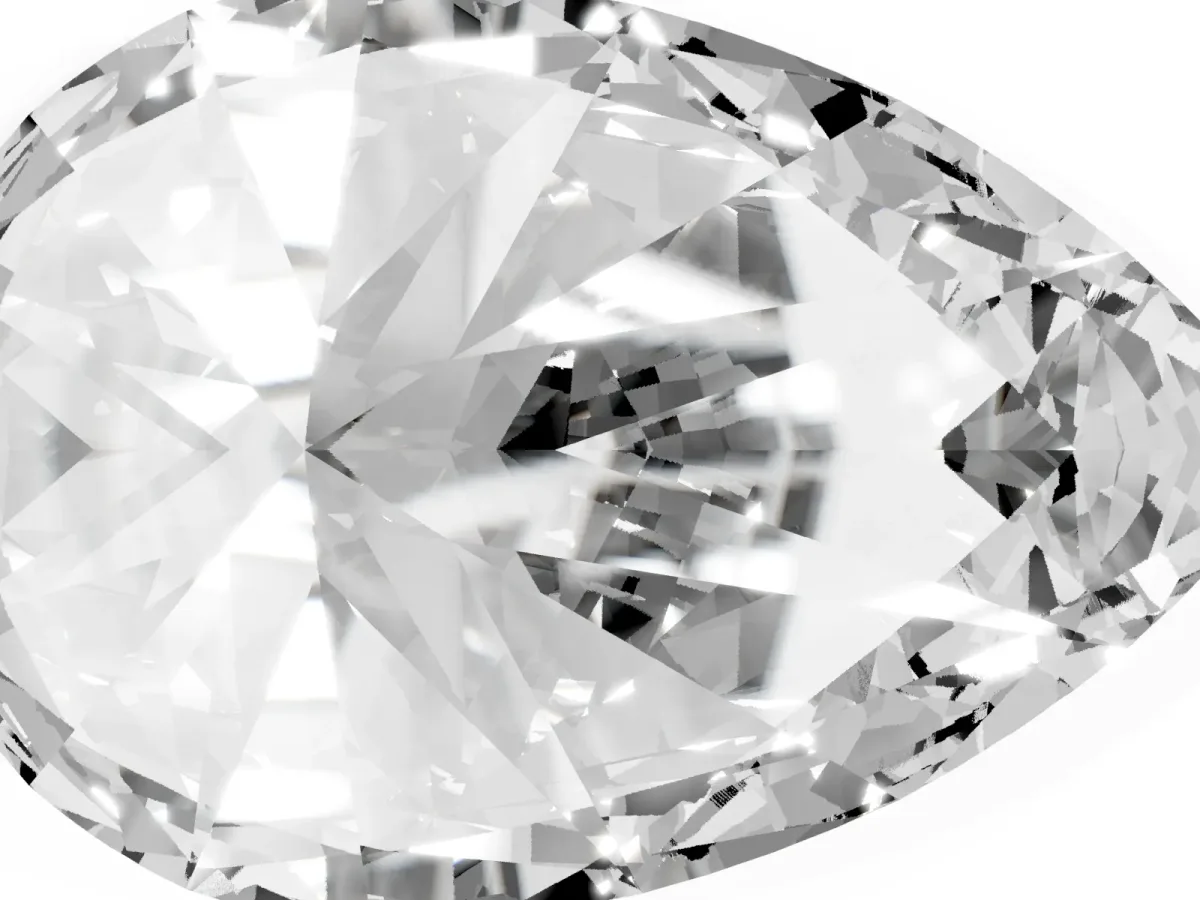 Pear Cut Diamond Ring with Marquise Side Stones and Prong Setting Silver
