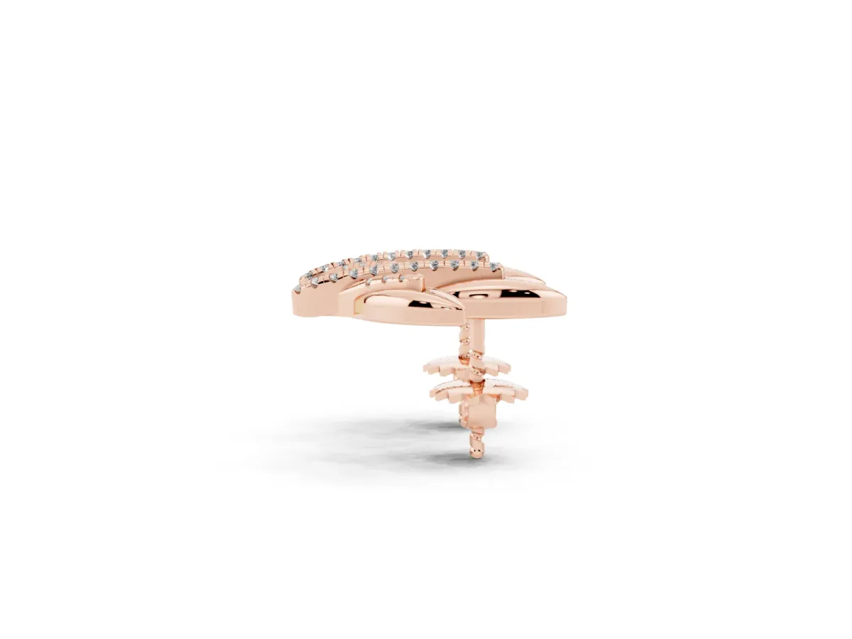 Round Diamond Olive Branch Stud Earrings Rose gold