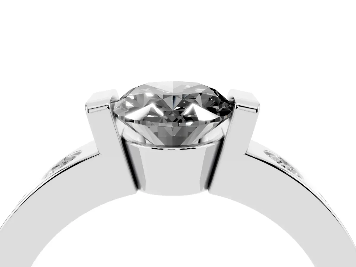 Fancy Black Oval Cut Brilliant Channel-Set Diamond Ring with Bezel Prong Setting Platinum
