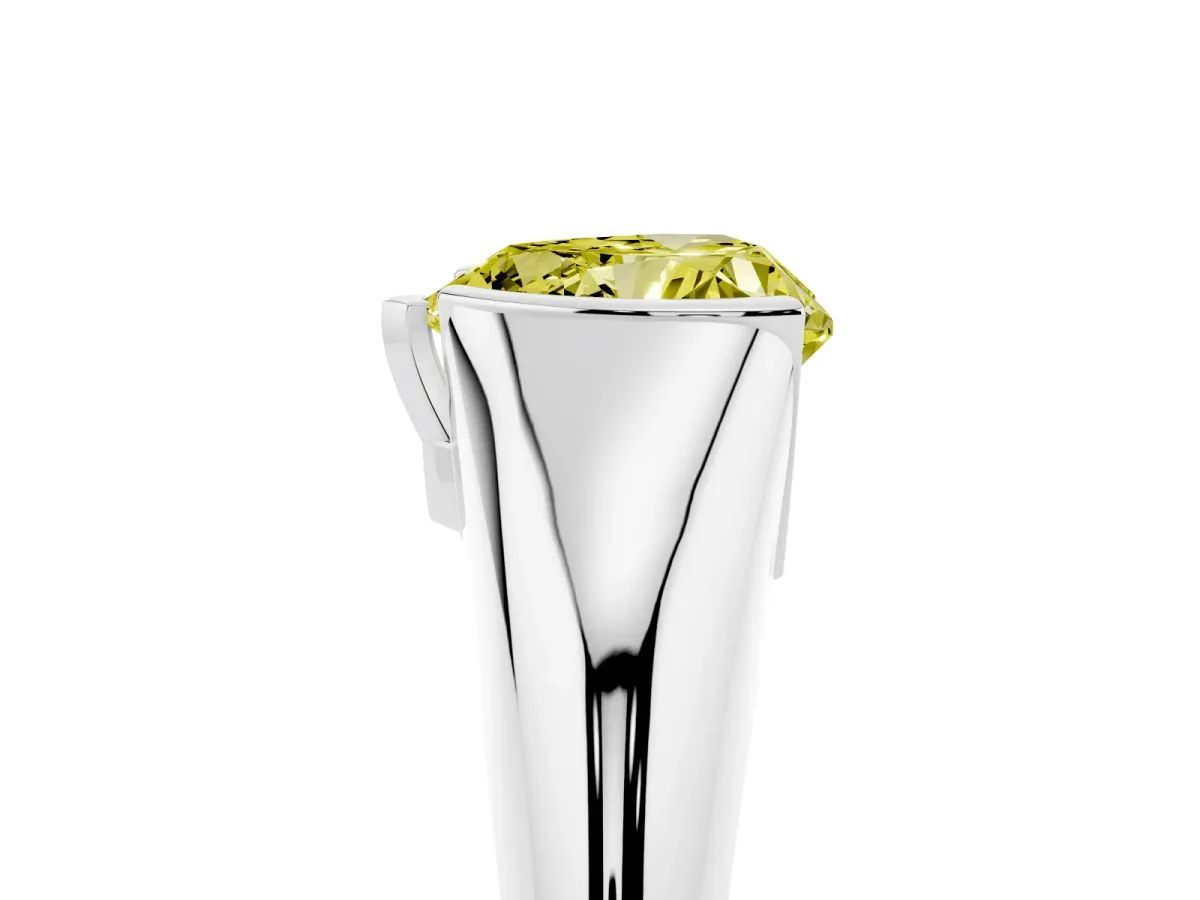 Fancy Yellow Heart Cut Solitaire Tension Set Diamond Ring Silver