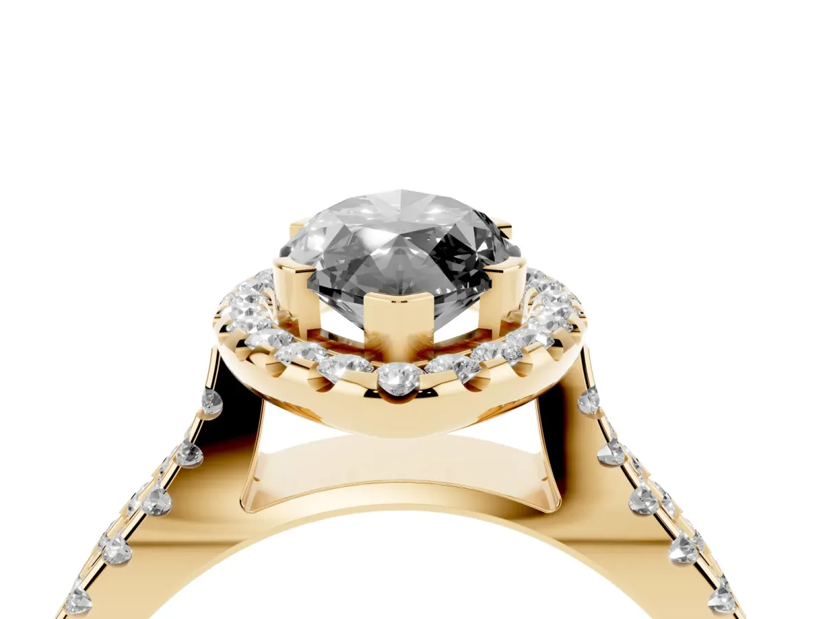 Fancy Black Marquise Cut Diamond Halo Ring with Split Shank Pavé Band and Prong Setting Yellow gold
