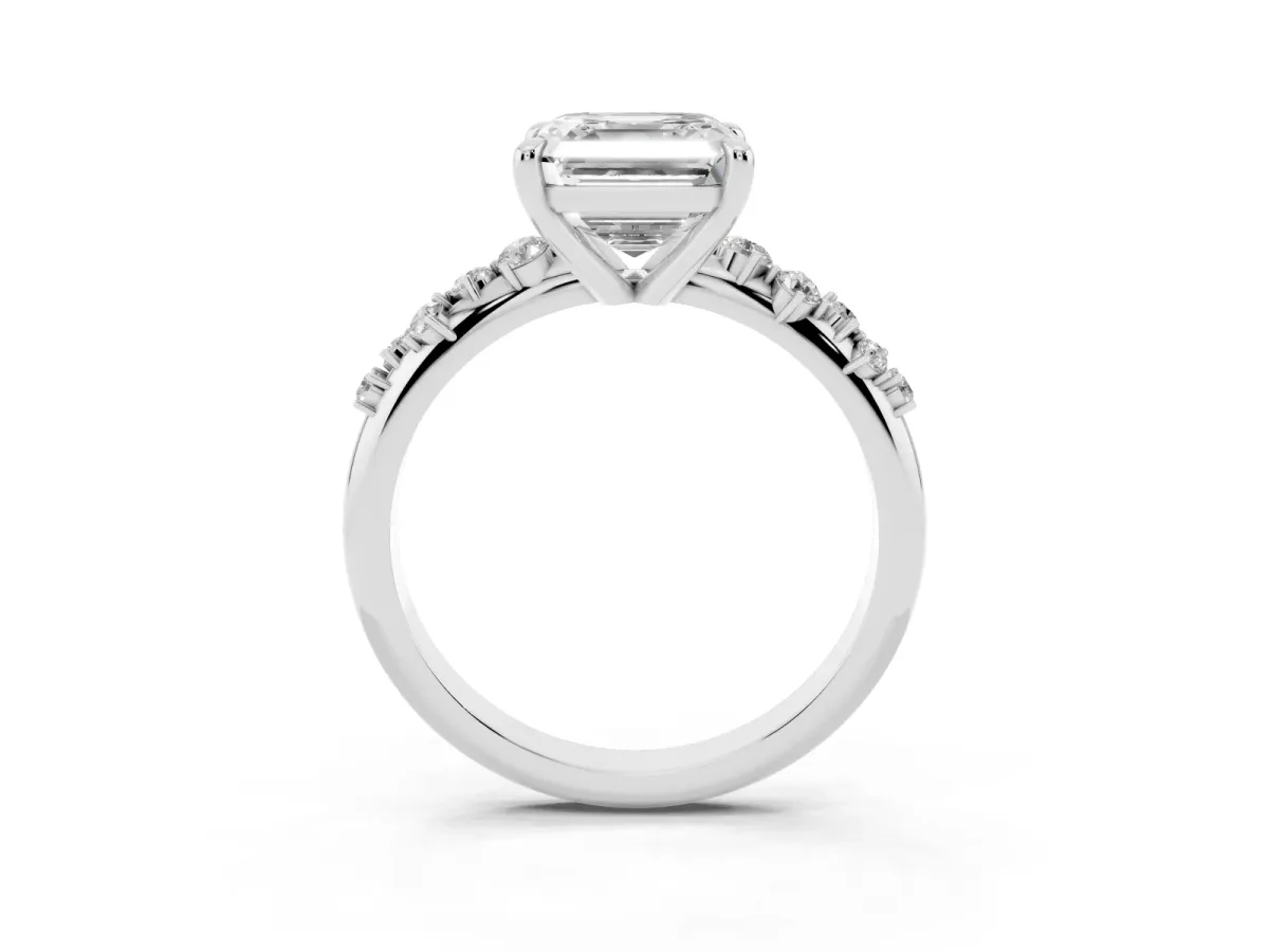 Asscher Cut Cut Diamond Vine Band with Four-Prong Setting Silver