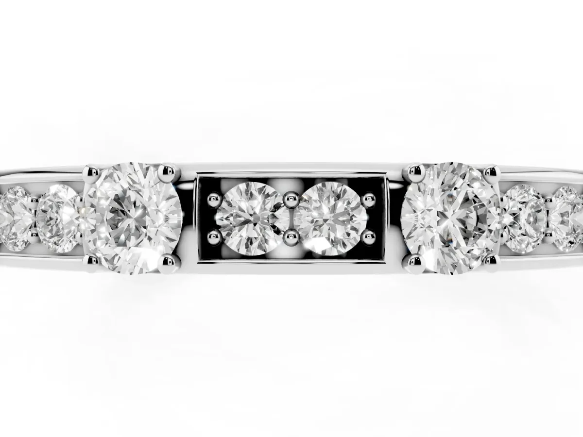 Round Diamond Channel Set Eternity Band with Prong Setting Silver