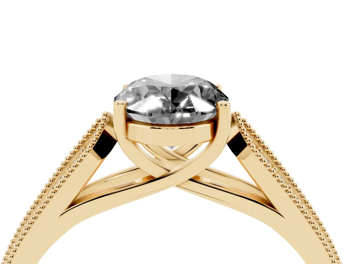Fancy Black Oval Cut Cut Pave Split Shank Engagement Ring with Four-Prong Setting Yellow gold