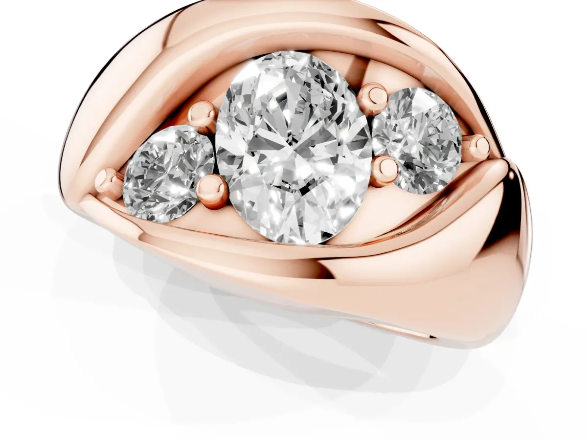 Channel Set Oval Cut Diamond Crossover Band Rose gold