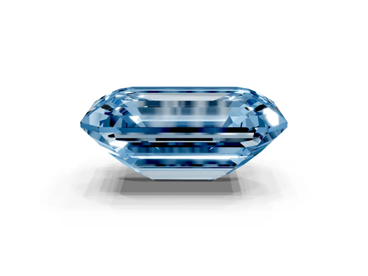 Fancy Blue Emerald Cut Cut Pave Band Milgrain Solitaire Ring Rose gold