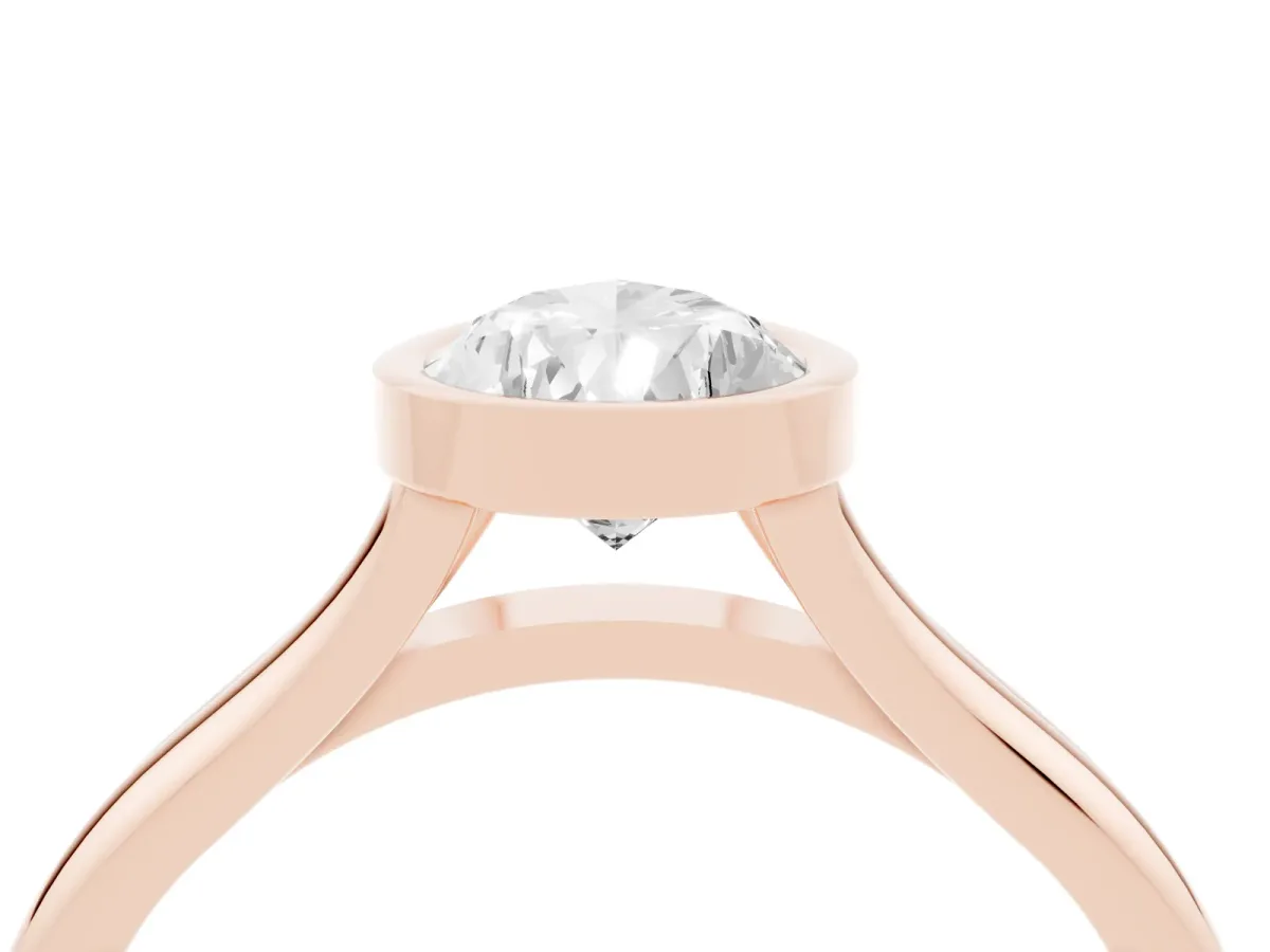 Bezel Set Pear Cut Cut Solitaire Ring with Tapered Band Rose gold