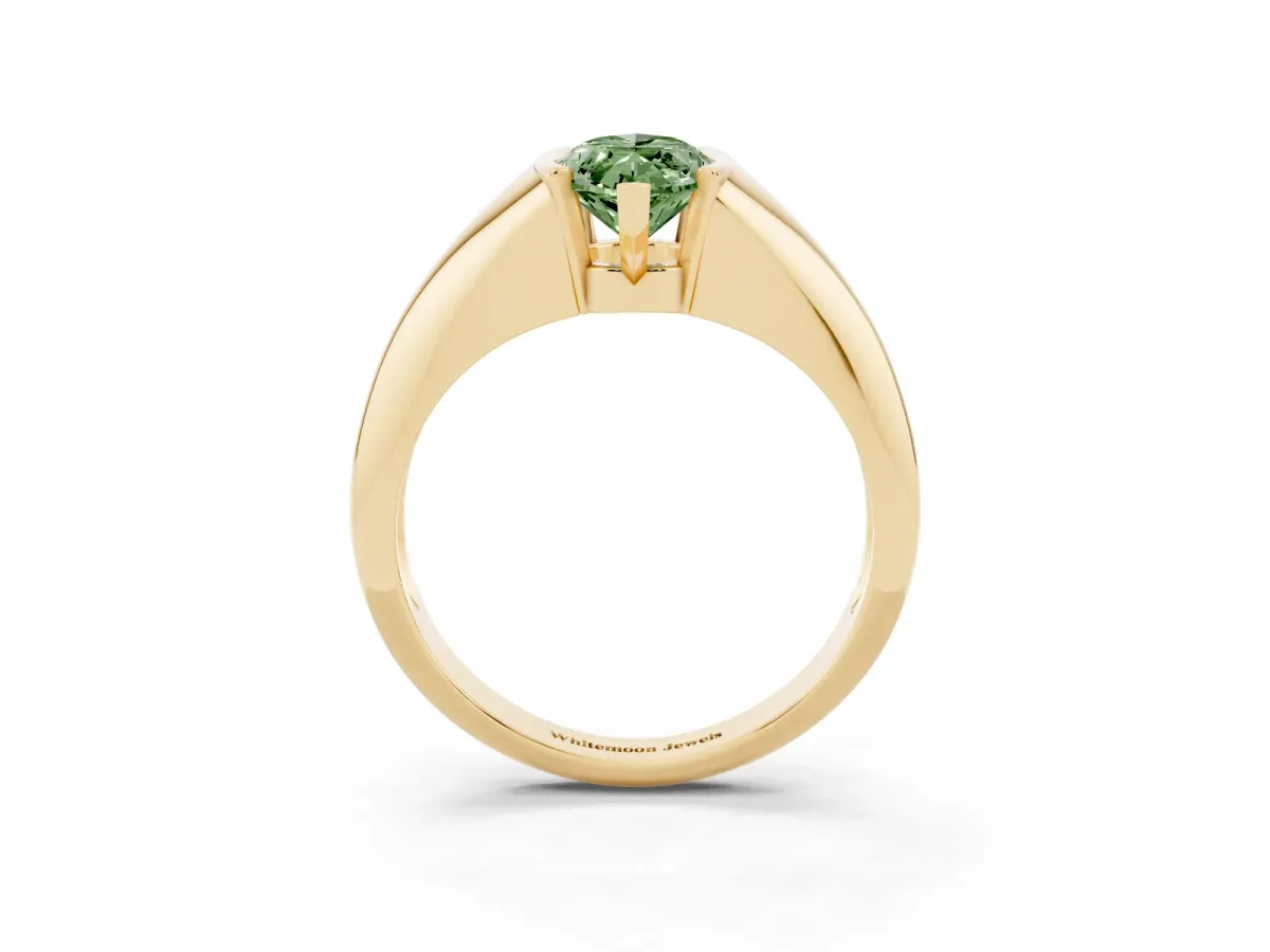 Fancy Green Marquise Cut Solitaire Tension Set Diamond Ring Yellow gold