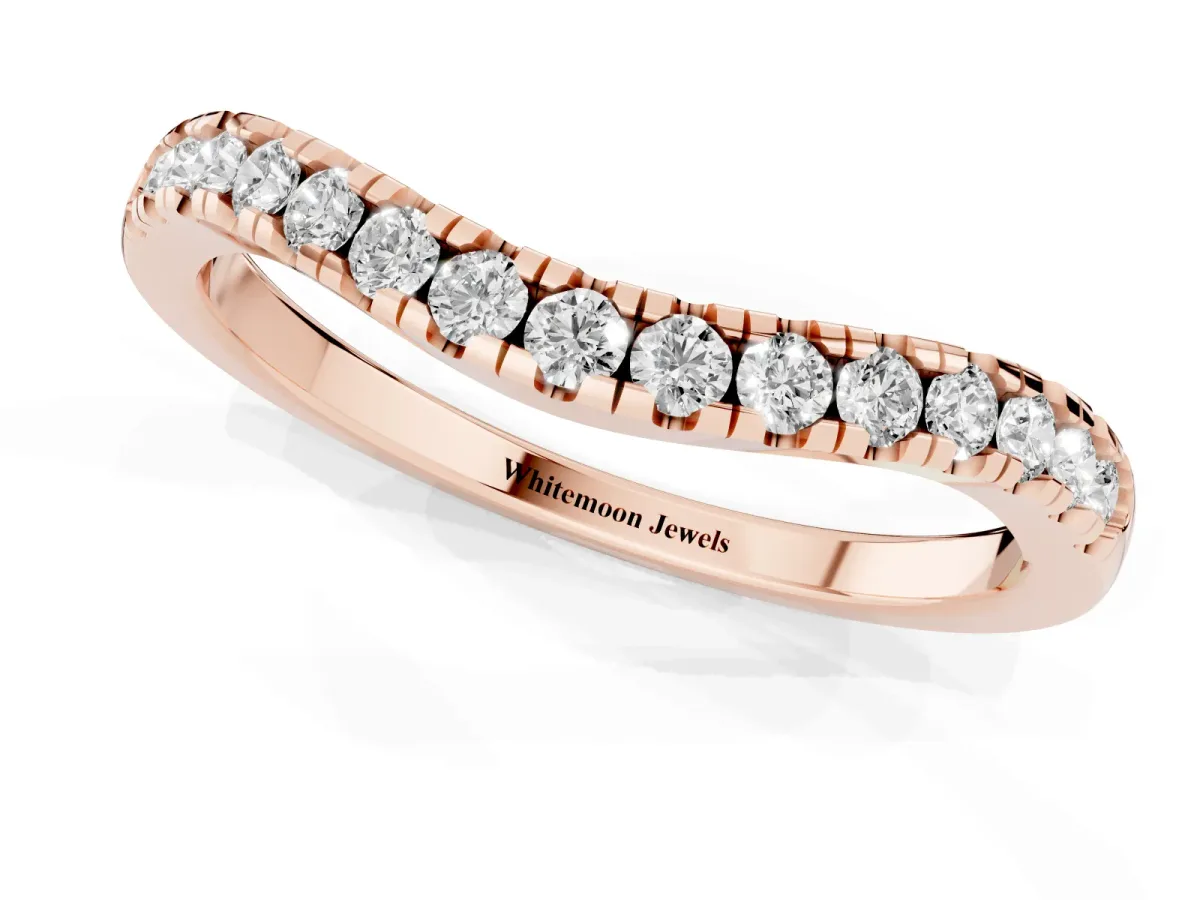Diamond Pavé Curved Wedding Band Rose gold