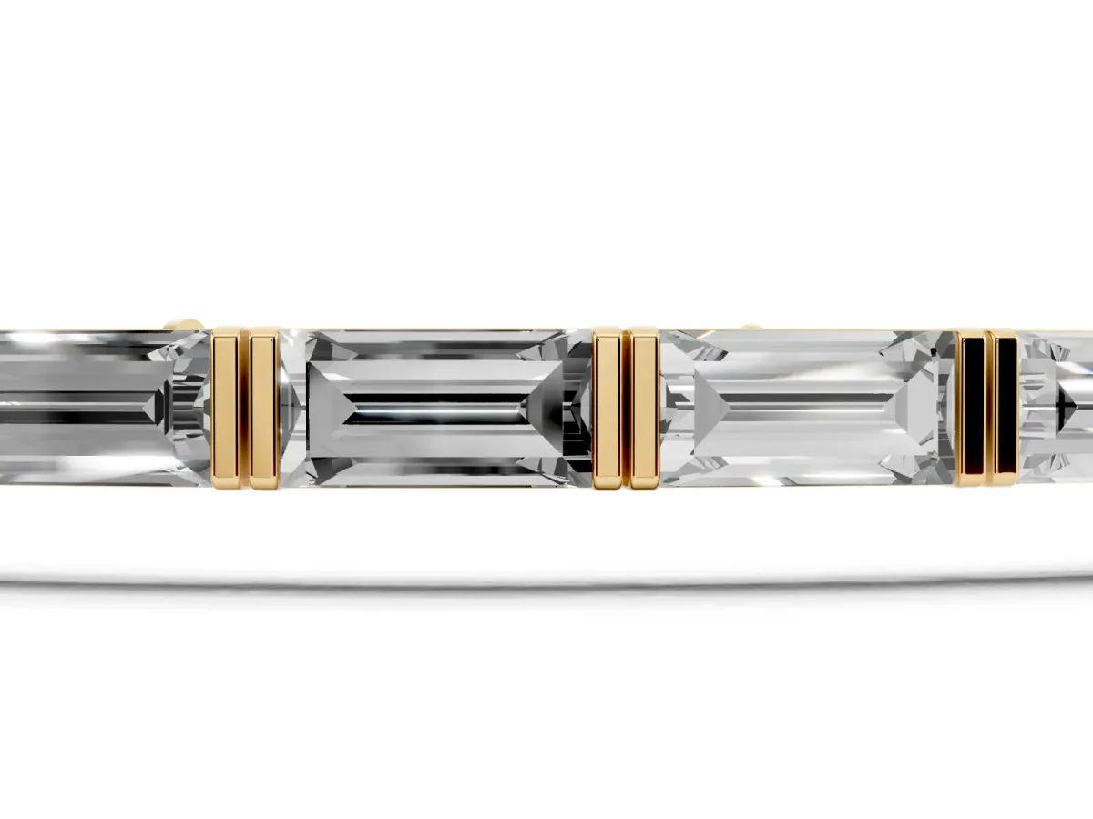 Baguette Cut Diamond Bar Set Tennis Bracelet Yellow gold